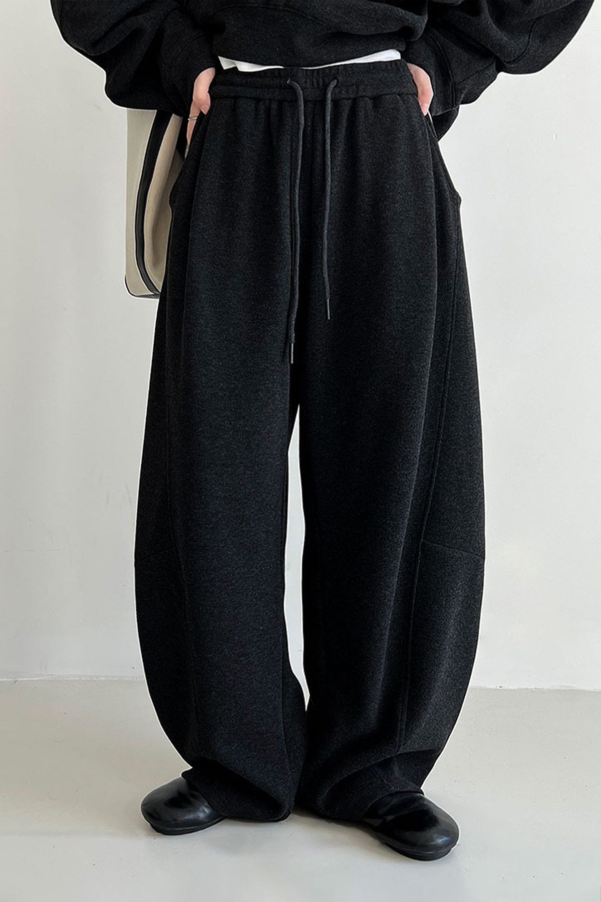Half Zip Pullover Sweatshirt and Barrel Leg Pants Set