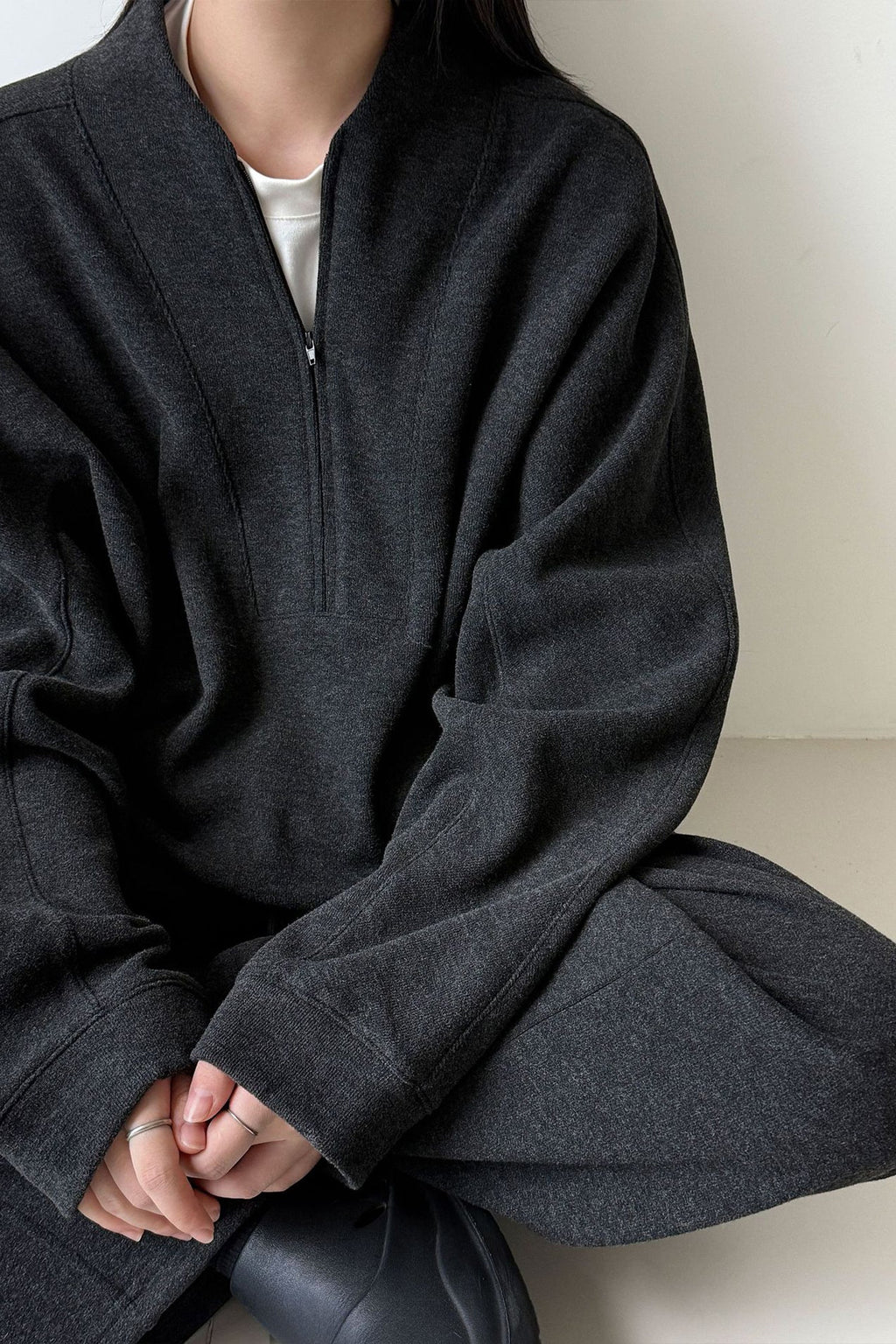 Half Zip Pullover Sweatshirt and Barrel Leg Pants Set
