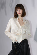 Hammered Satin Long-Sleeve Button-Down Shirt