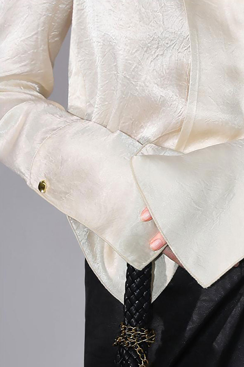 Hammered Satin Long-Sleeve Button-Down Shirt
