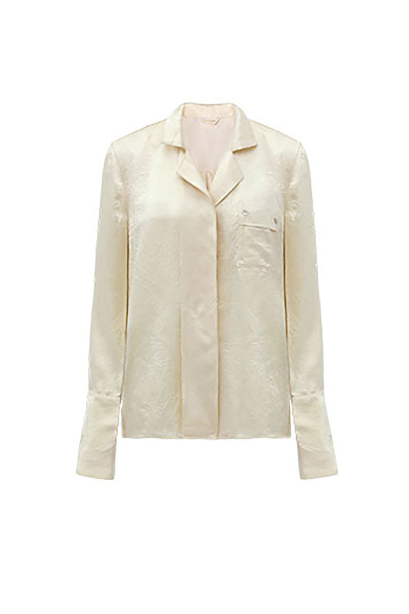 Hammered Satin Long-Sleeve Button-Down Shirt