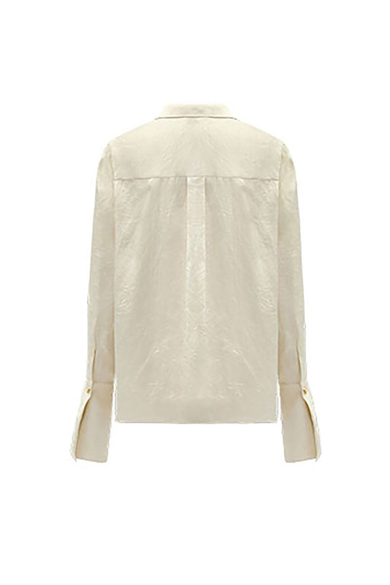 Hammered Satin Long-Sleeve Button-Down Shirt