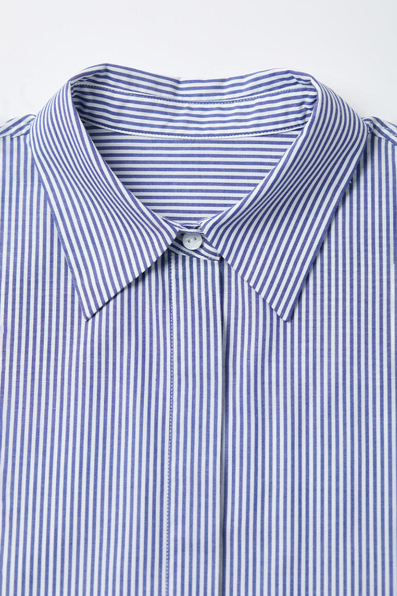 Hand-Embroidered Striped Flared-Sleeve Cotton Shirt