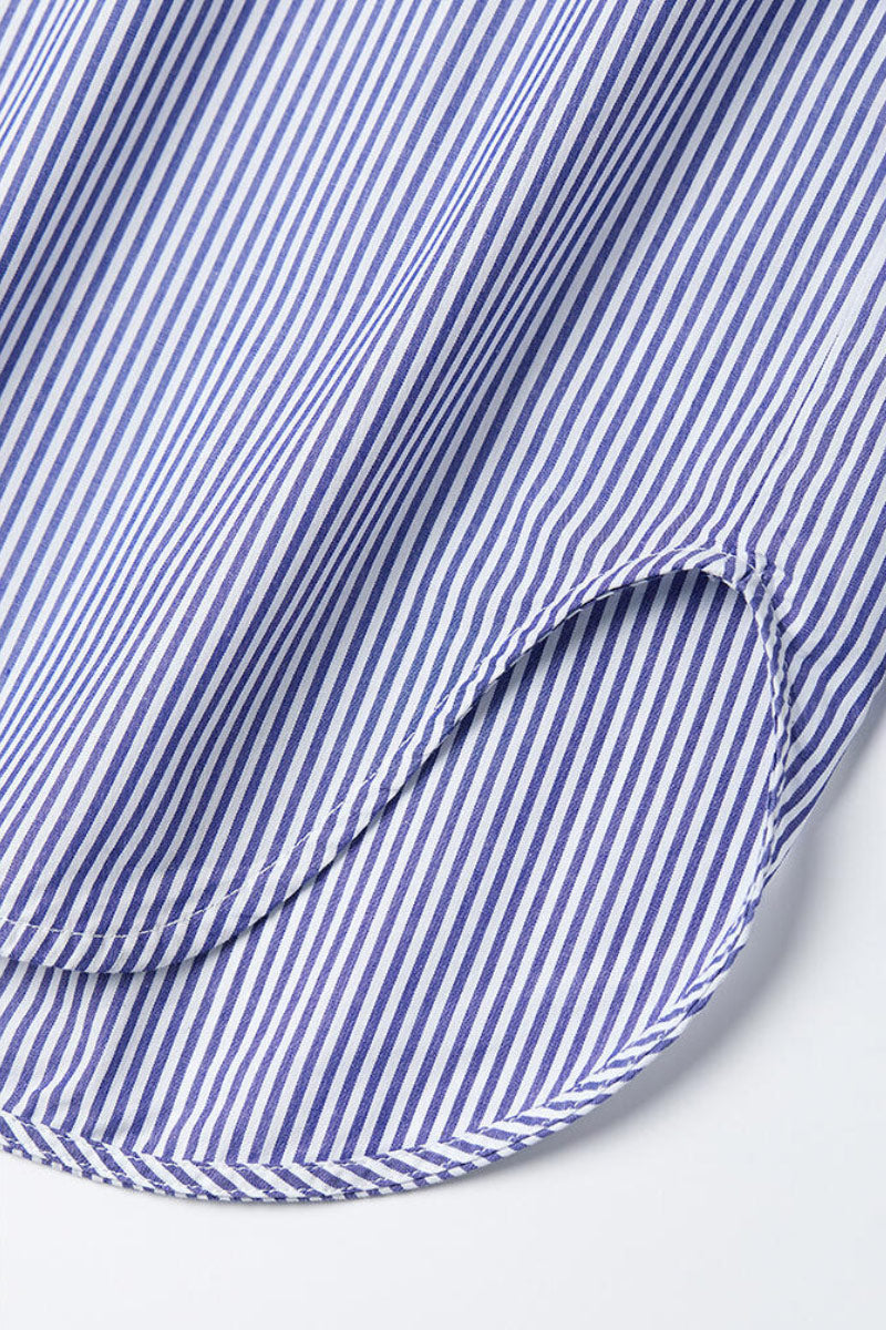 Hand-Embroidered Striped Flared-Sleeve Cotton Shirt