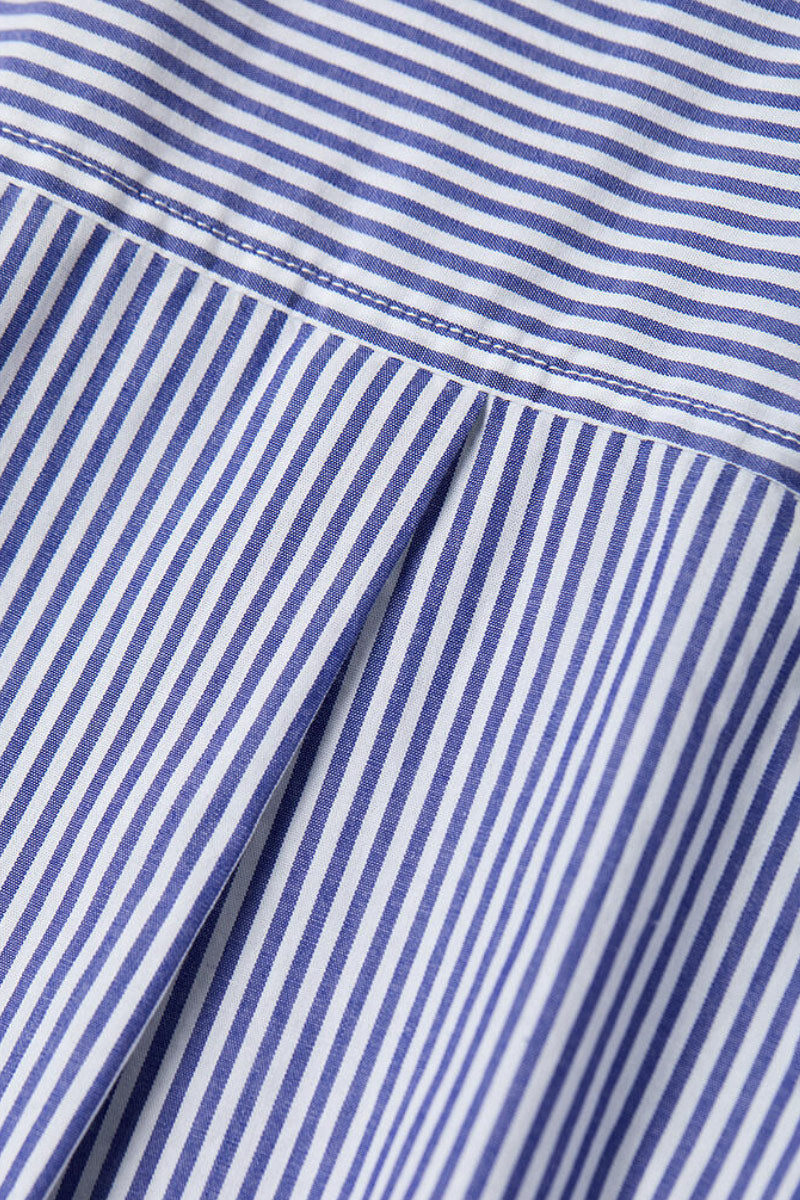 Hand-Embroidered Striped Flared-Sleeve Cotton Shirt