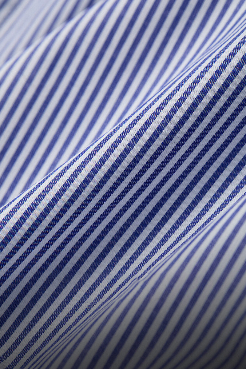 Hand-Embroidered Striped Flared-Sleeve Cotton Shirt