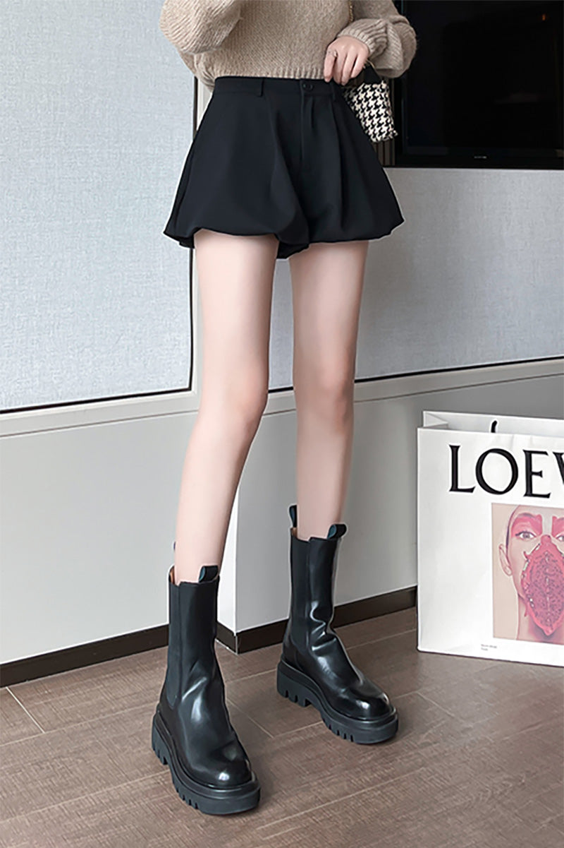 High-Rise Bubble Shorts With Pockets
