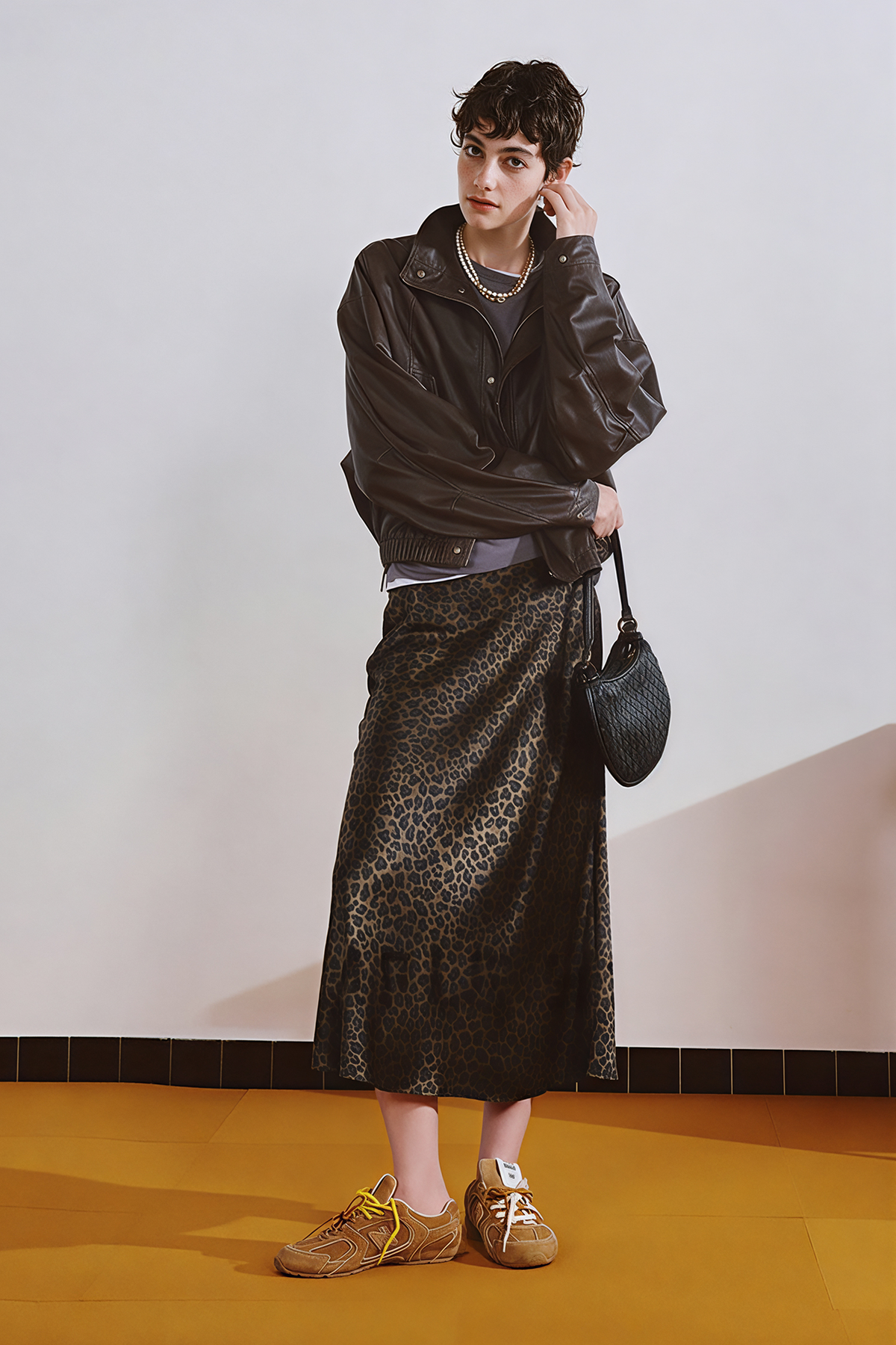 High Waist Leopard Silk Midi Skirt