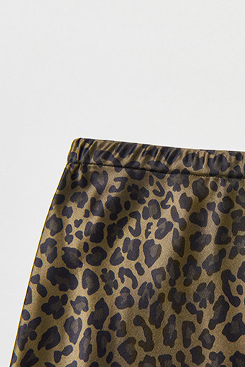 High Waist Leopard Silk Midi Skirt