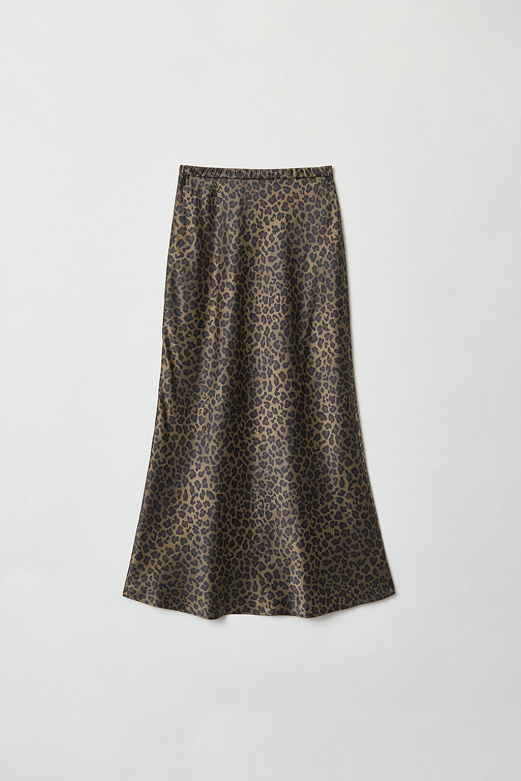 High Waist Leopard Silk Midi Skirt