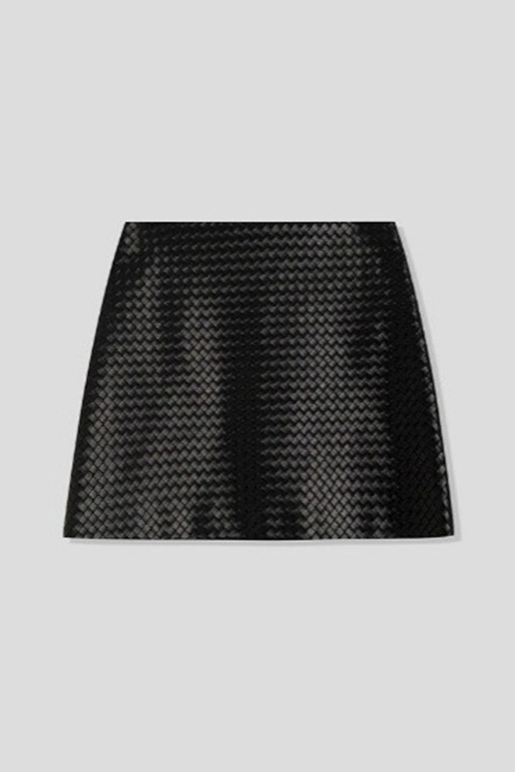 Intrecciato Lambskin Leather A-Line Mini Skirt