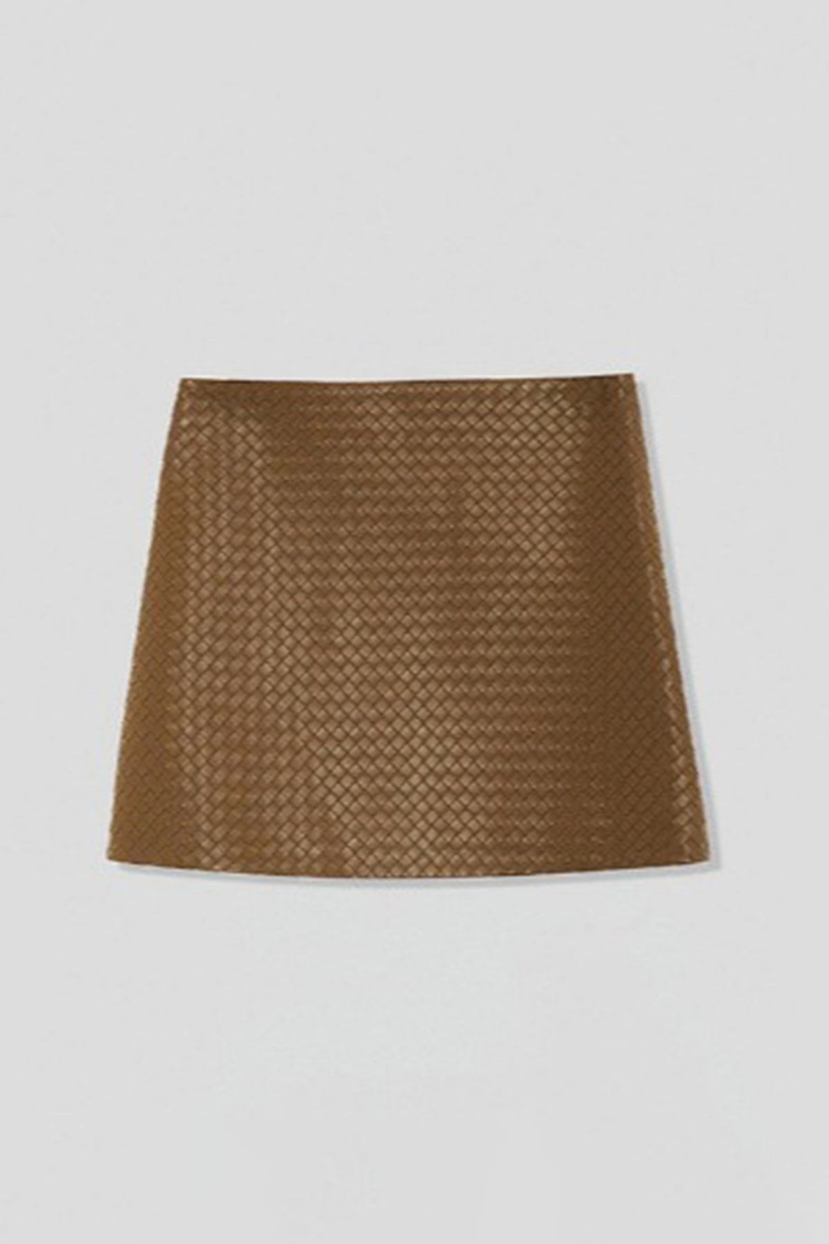 Intrecciato Lambskin Leather A-Line Mini Skirt