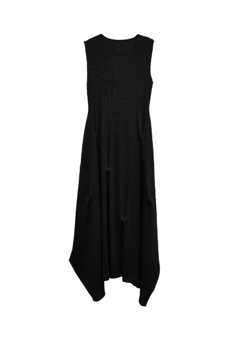 Designer Inspired Pleated Asymmetrical Midi Dress