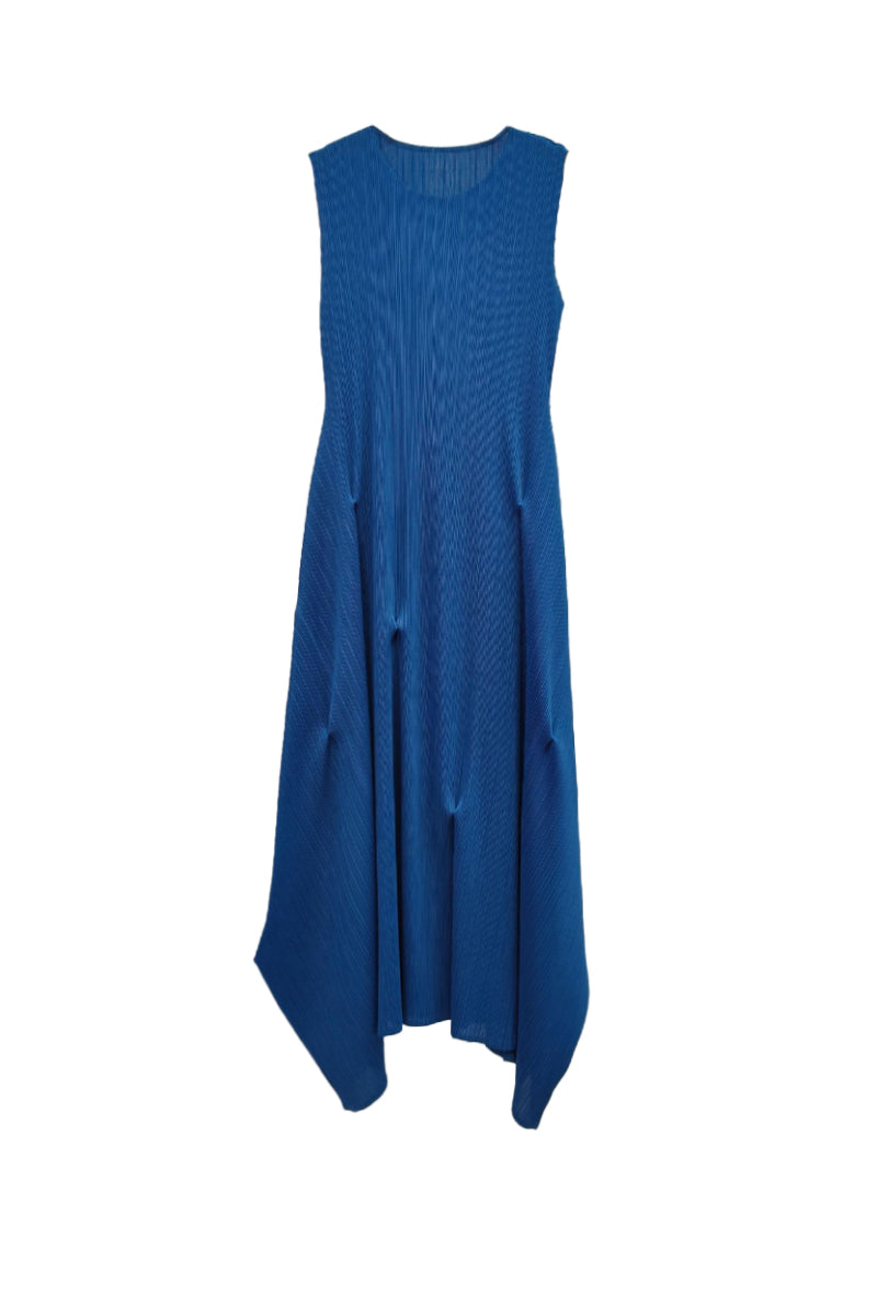 Designer Inspired Pleated Asymmetrical Midi Dress