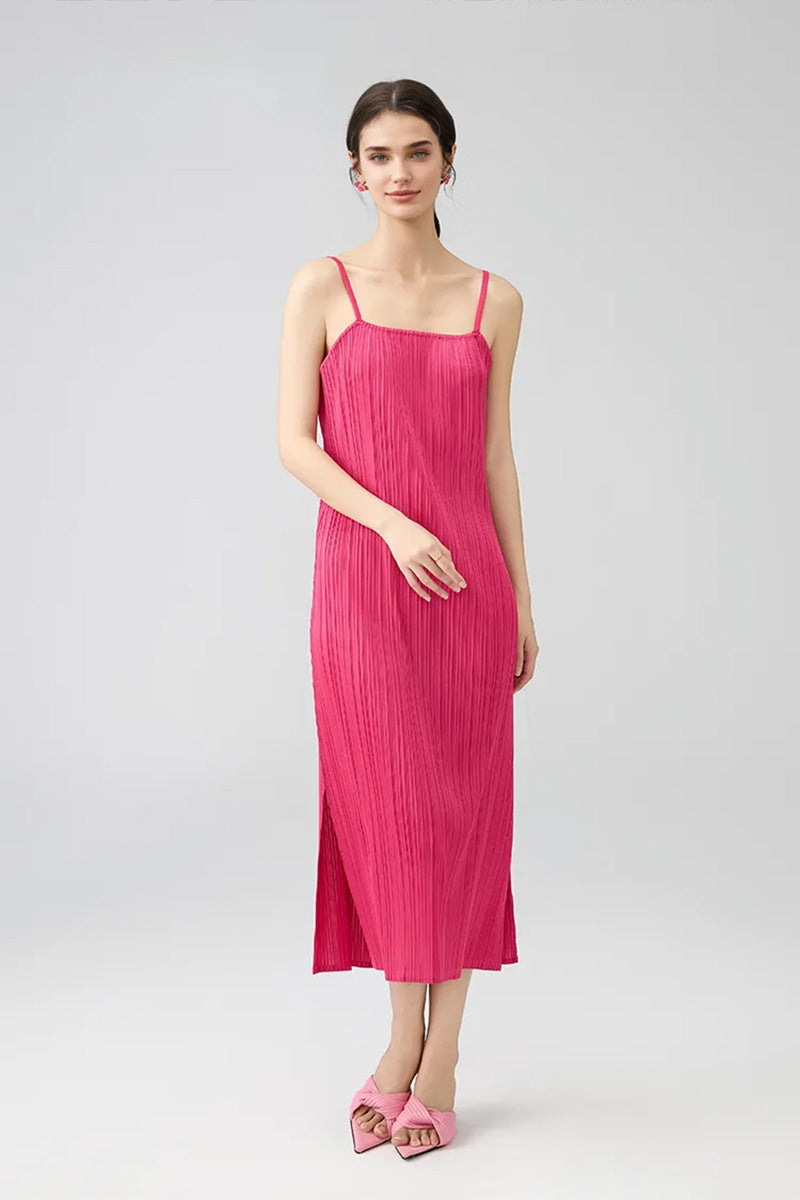 Designer Inspired Pleated Midi Slip Dress
