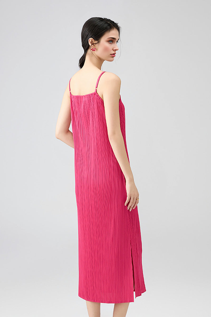 Designer Inspired Pleated Midi Slip Dress
