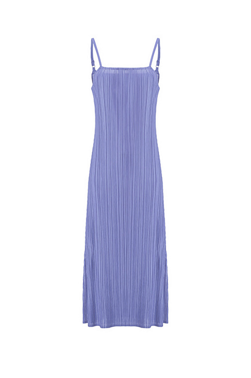 Designer Inspired Pleated Midi Slip Dress