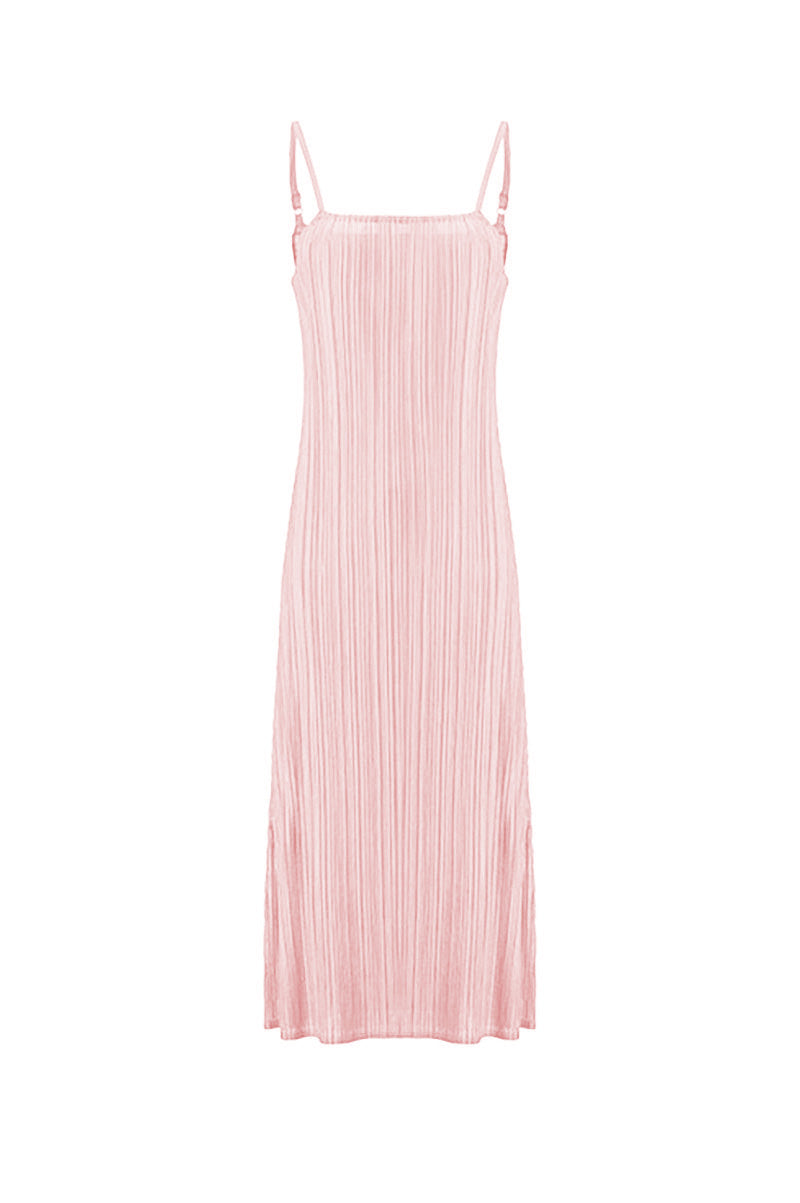 Designer Inspired Pleated Midi Slip Dress
