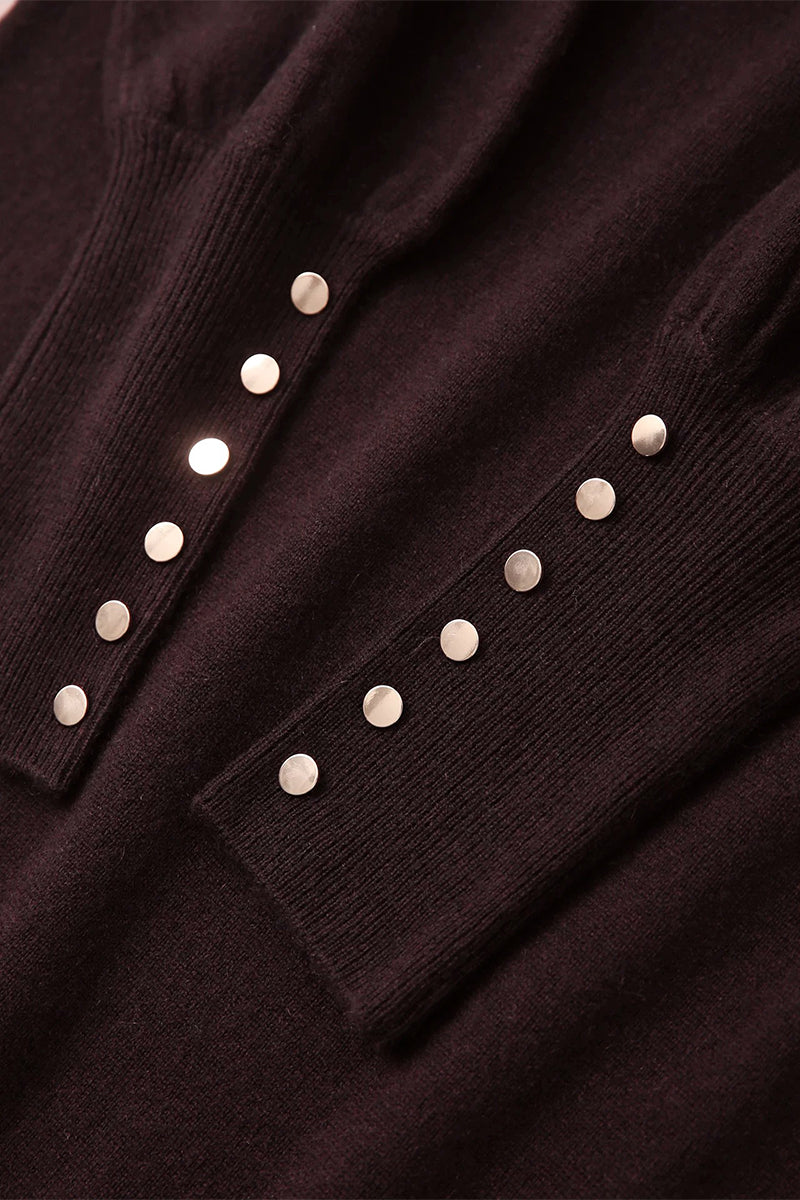 Italian-Spun Cashmere-Wool Belted Long Sleeve Midi Sweater Dress