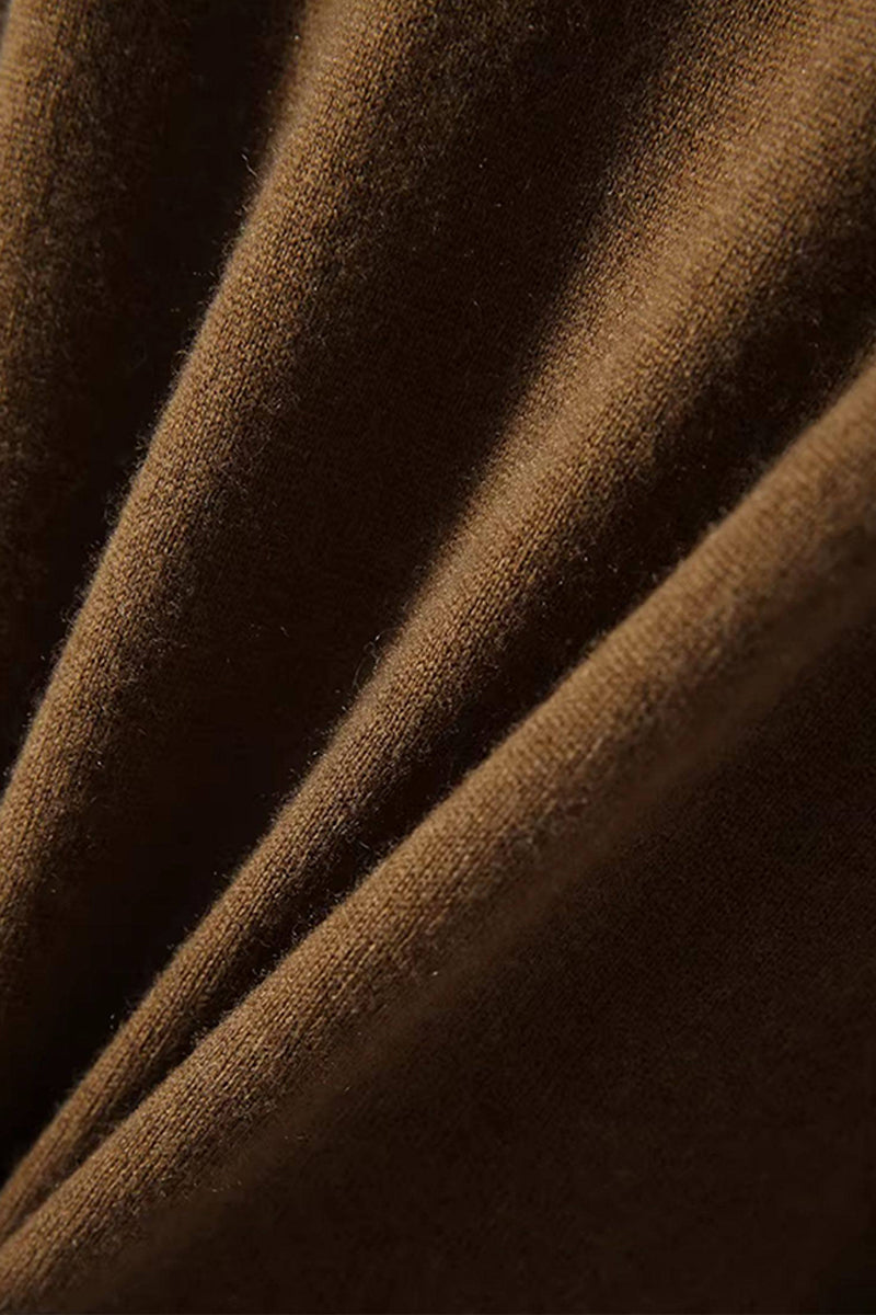 Italian-Spun Cashmere-Wool Belted Long Sleeve Midi Sweater Dress