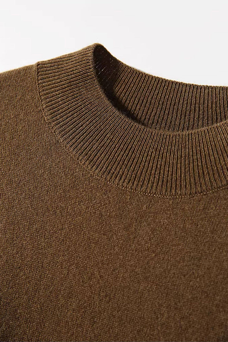 Italian-Spun Cashmere-Wool Belted Long Sleeve Midi Sweater Dress