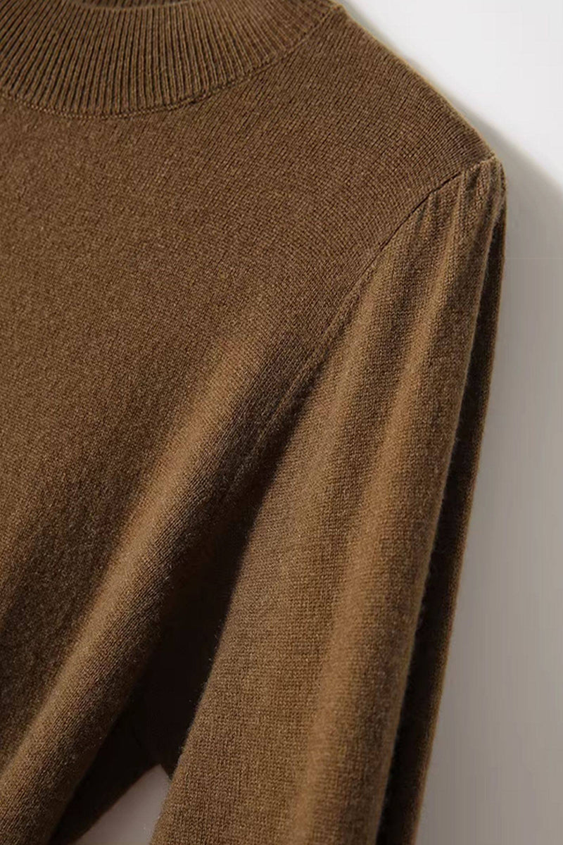 Italian-Spun Cashmere-Wool Belted Long Sleeve Midi Sweater Dress