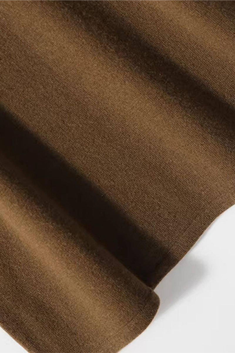 Italian-Spun Cashmere-Wool Belted Long Sleeve Midi Sweater Dress