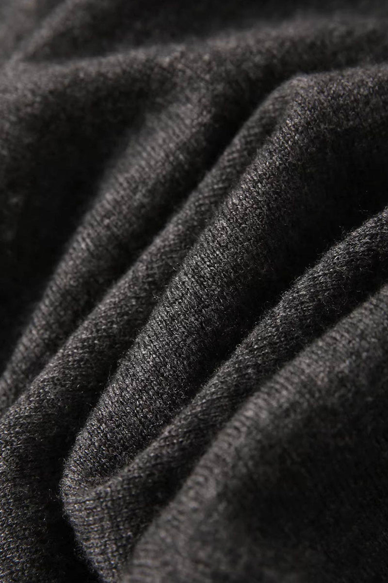 Italian-Spun Cashmere-Wool V-Neck Long Sleeve Midi Sweater Dress