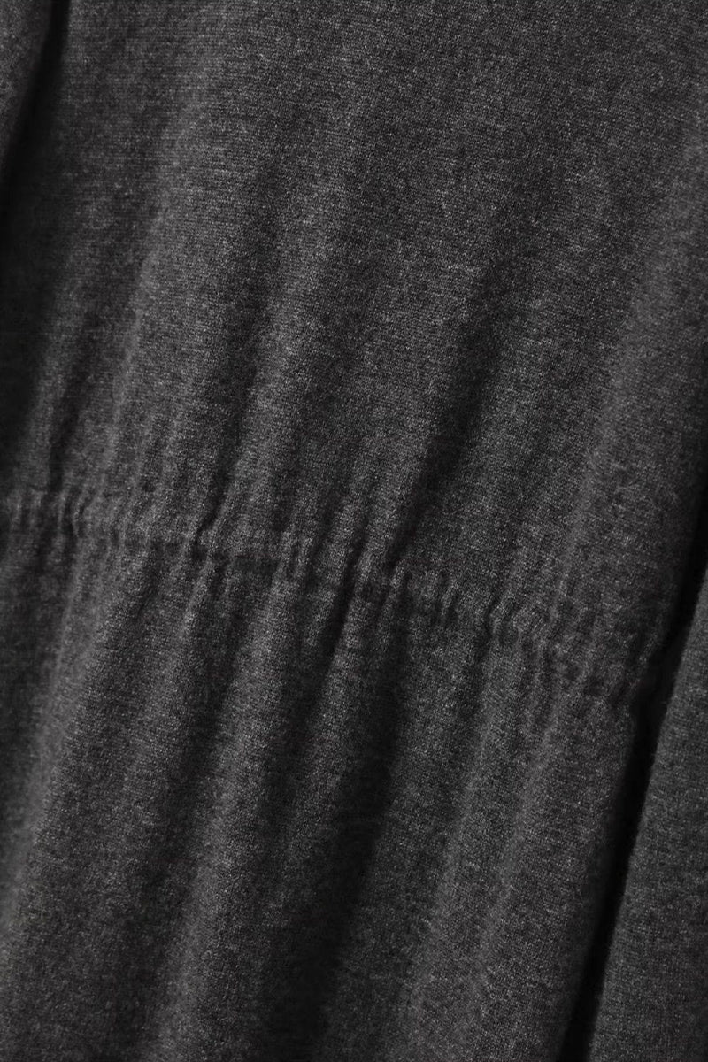 Italian-Spun Cashmere-Wool V-Neck Long Sleeve Midi Sweater Dress