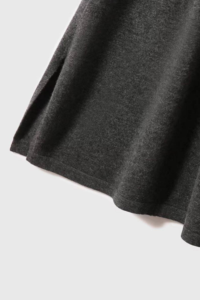 Italian-Spun Cashmere-Wool V-Neck Long Sleeve Midi Sweater Dress