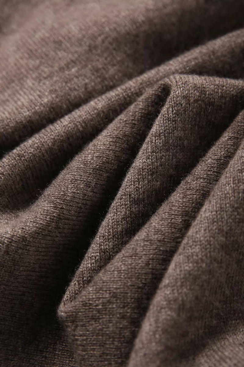 Italian-Spun Cashmere-Wool V-Neck Long Sleeve Midi Sweater Dress