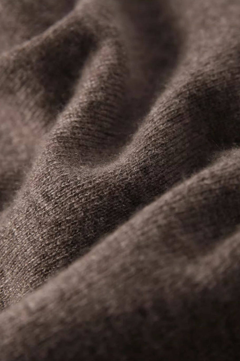 Italian-Spun Cashmere-Wool V-Neck Long Sleeve Midi Sweater Dress