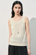 Jacquard Floral Textured Knit Sleeveless Tank Top