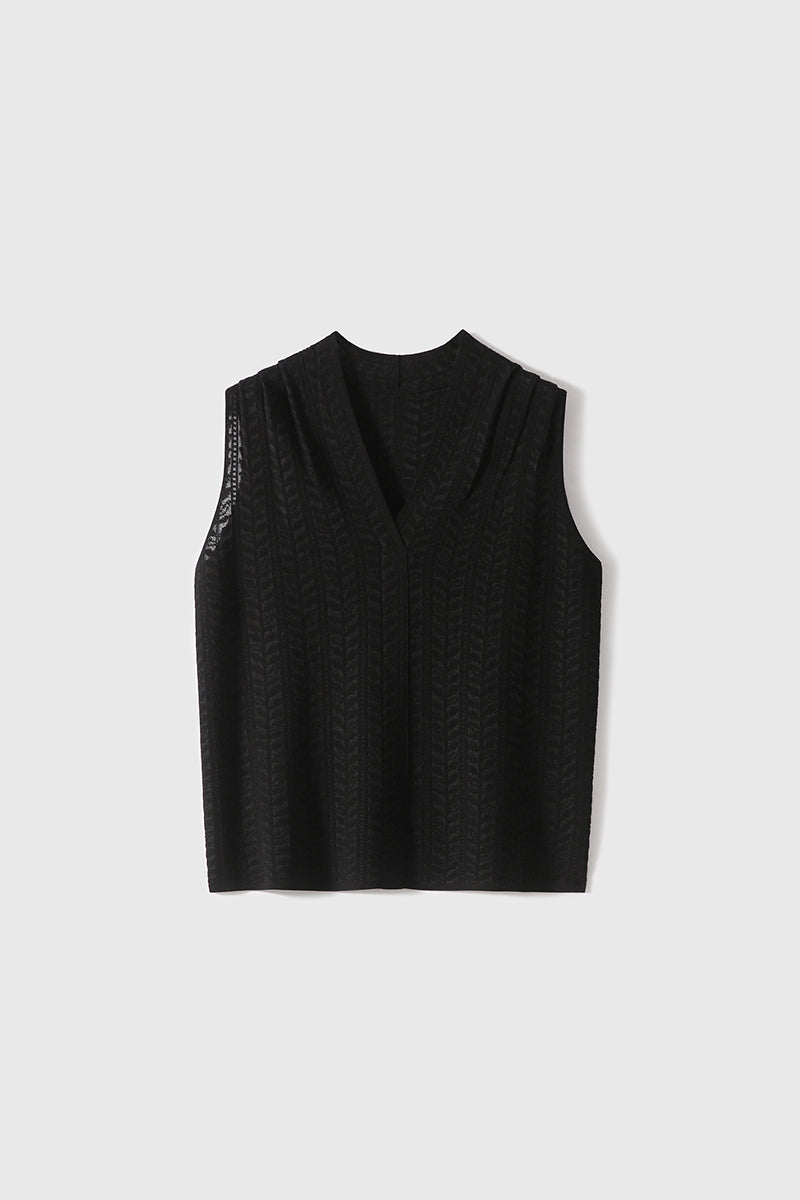 Jacquard Silk-Blend Fine-Knit Tank Top