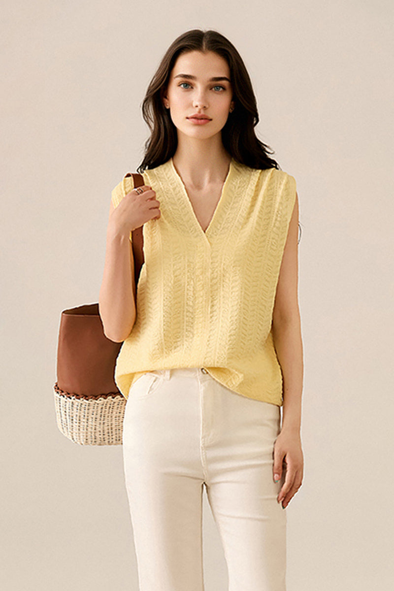 Jacquard Silk-Blend Fine-Knit Tank Top