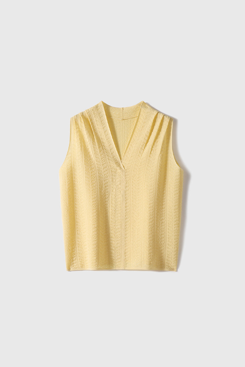Jacquard Silk-Blend Fine-Knit Tank Top