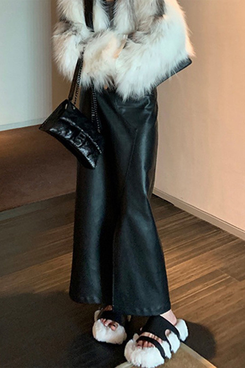 Lambskin Leather Bias-Cut Column Maxi Skirt