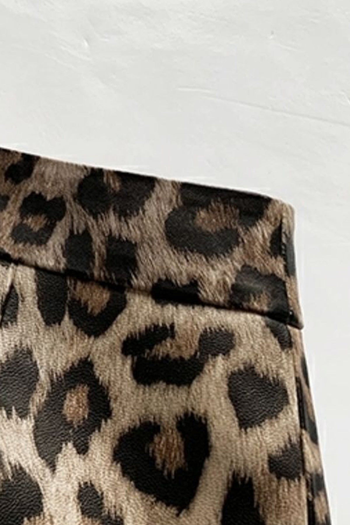 Lambskin Leather Leopard Print Midi Pencil Skirt