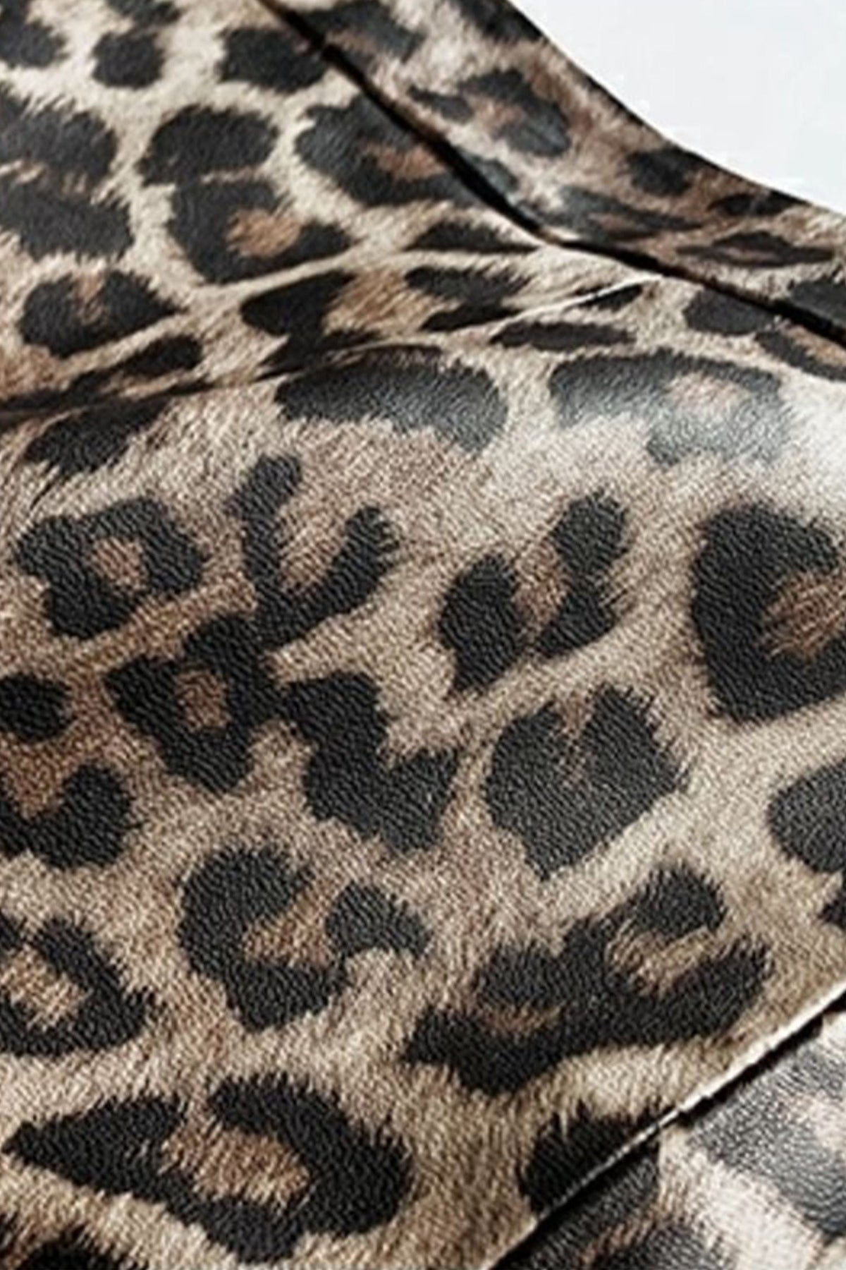 Lambskin Leather Leopard Print Midi Pencil Skirt