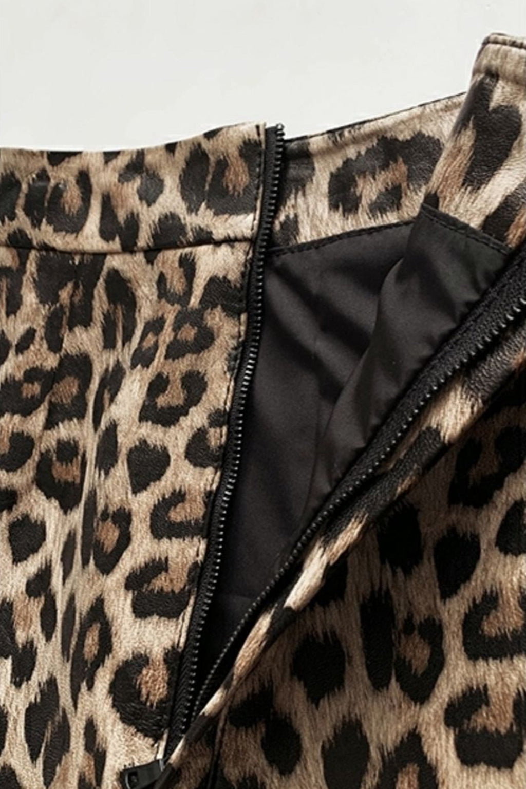 Lambskin Leather Leopard Print Midi Pencil Skirt