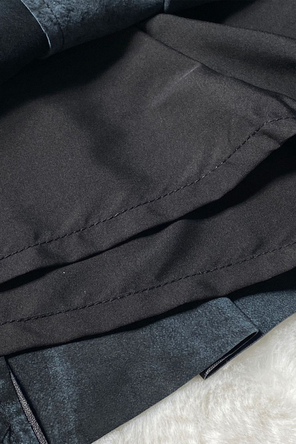 Lambskin Leather Pleated A-Line Mini Skirt in Black