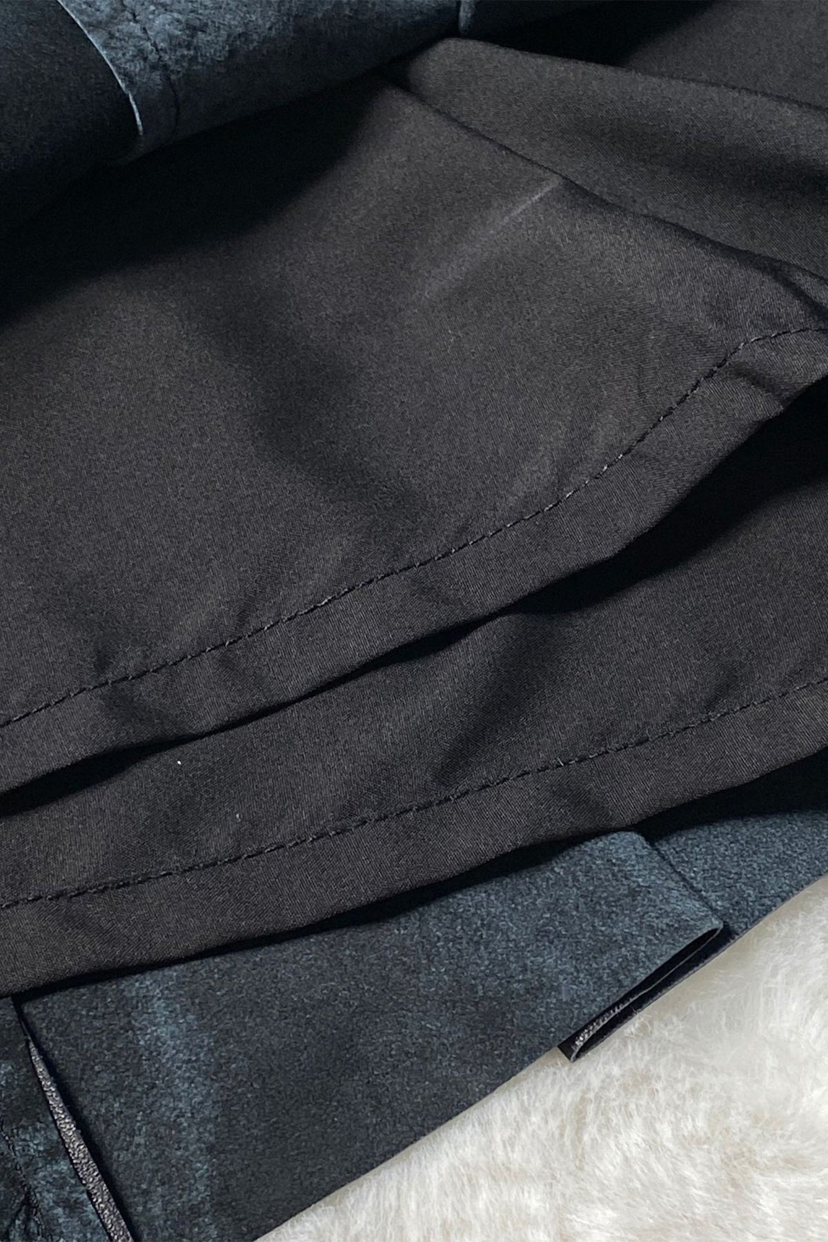 Lambskin Leather Pleated A-Line Mini Skirt in Black