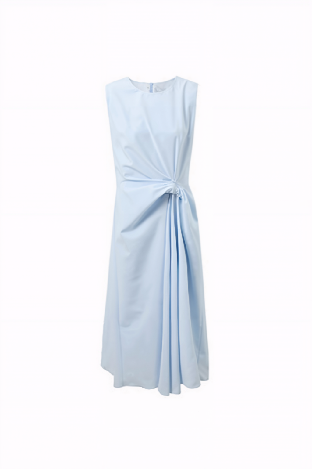 Light Blue Sleeveless Draped Midi Dress
