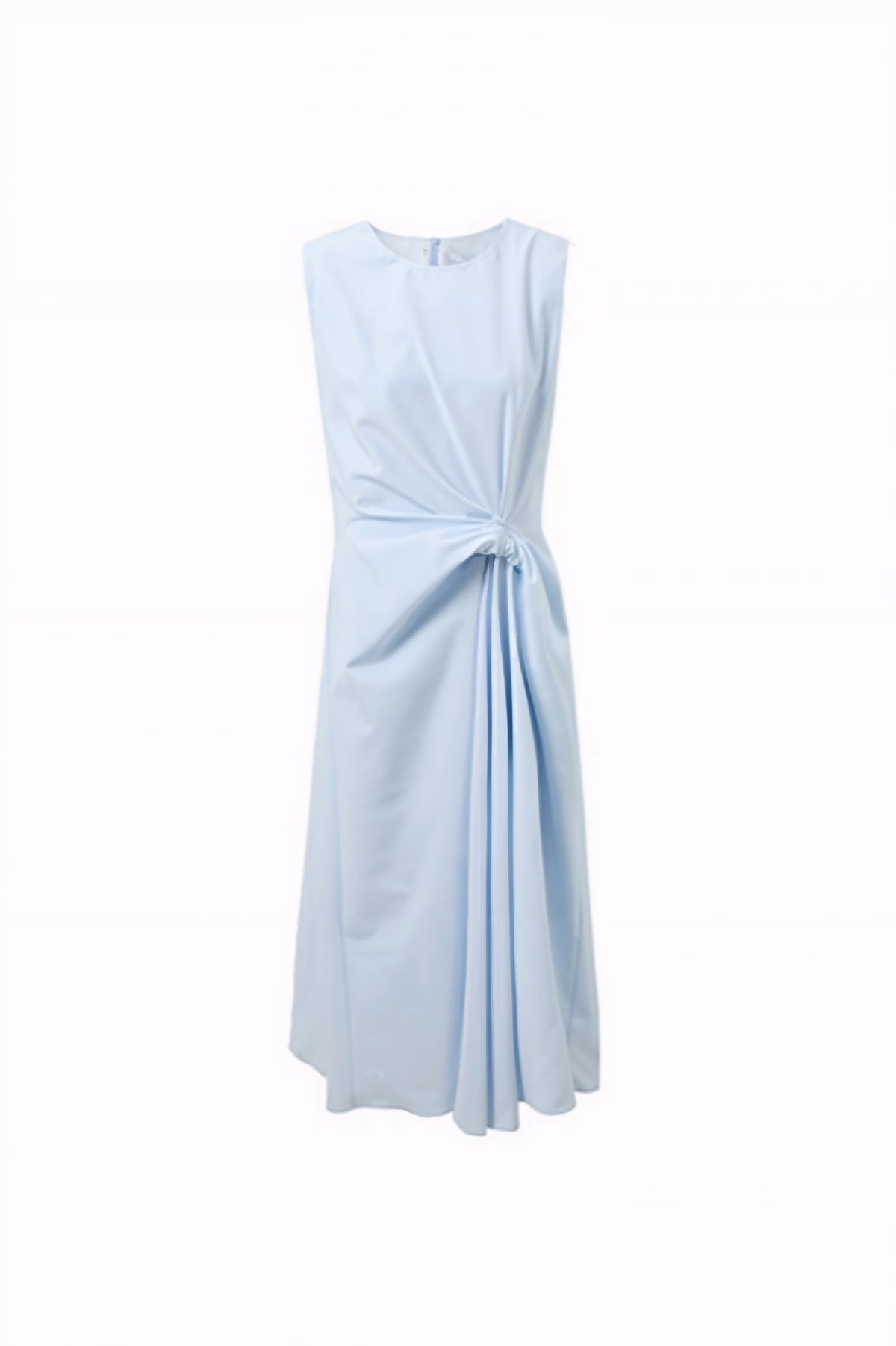 Light Blue Sleeveless Draped Midi Dress