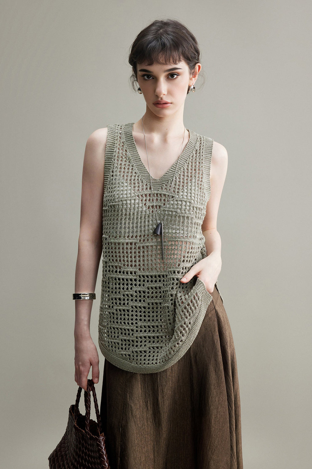 Lightweight Linen-Cotton Crochet Cover-Up Tank Top