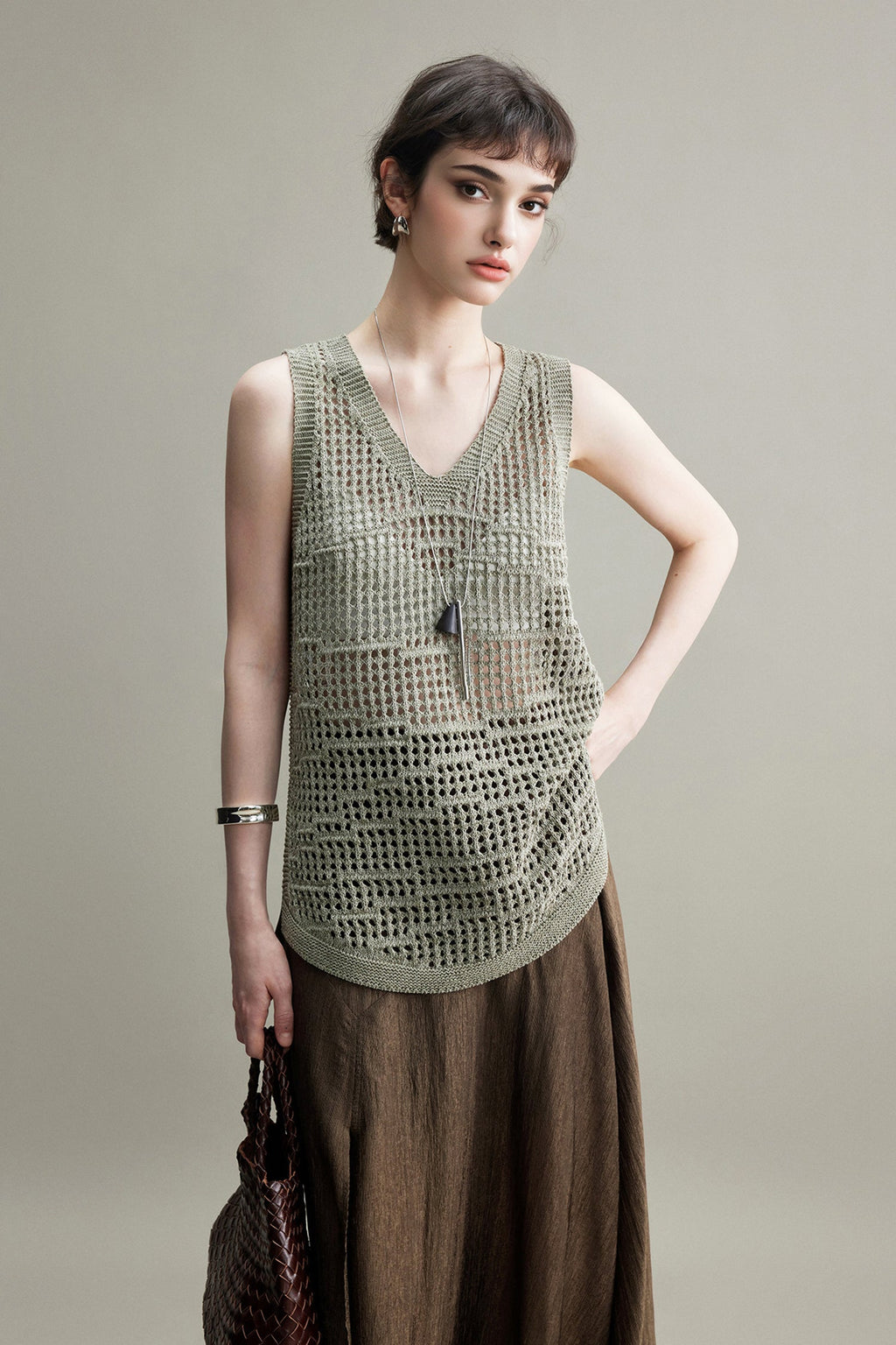 Lightweight Linen-Cotton Crochet Cover-Up Tank Top