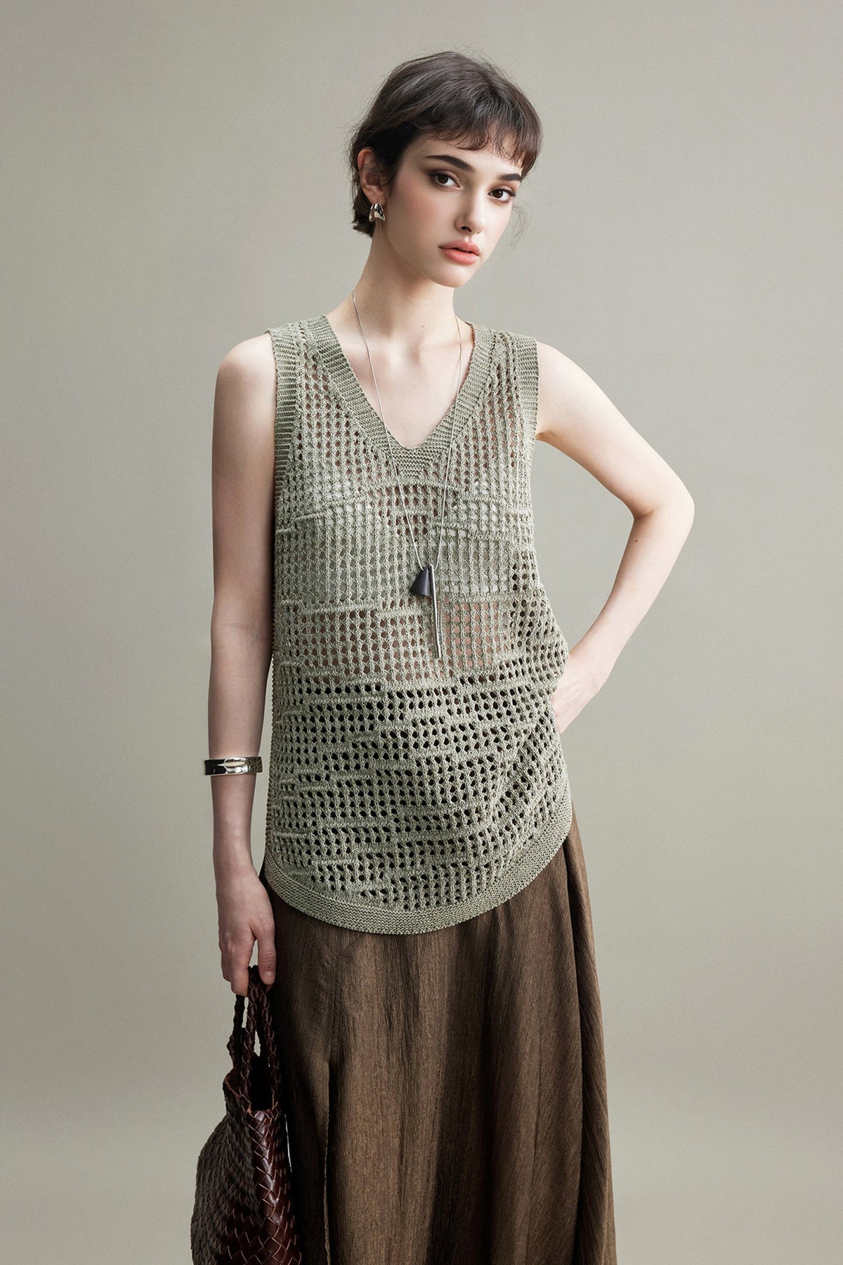 Lightweight Linen-Cotton Crochet Cover-Up Tank Top