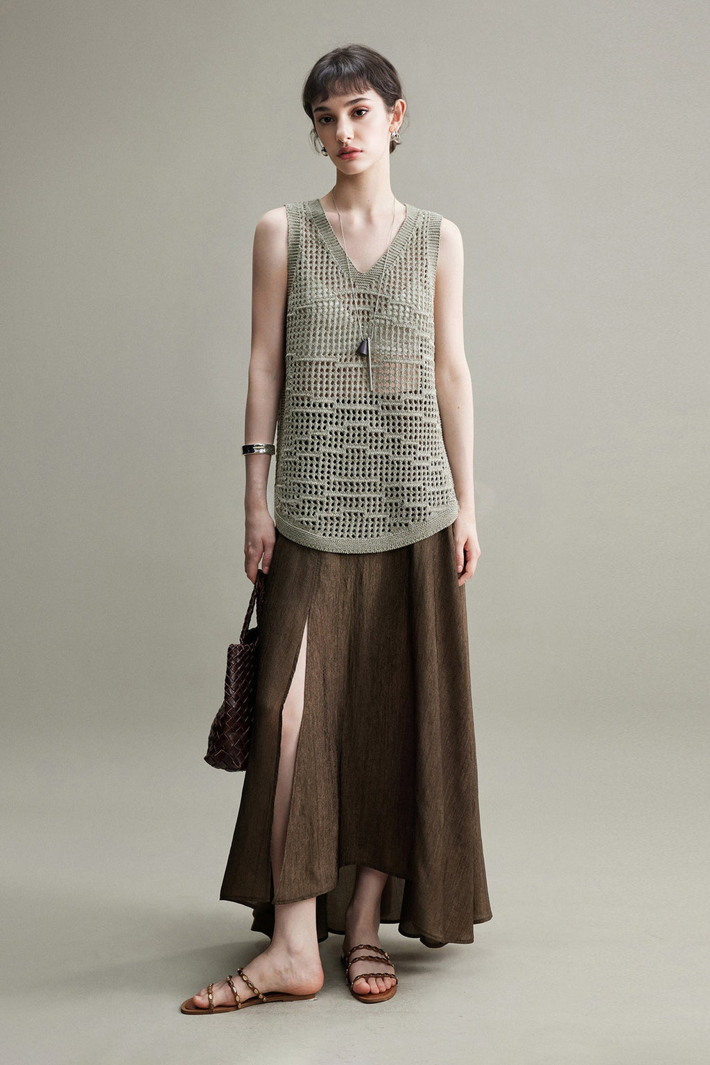Lightweight Linen-Cotton Crochet Cover-Up Tank Top