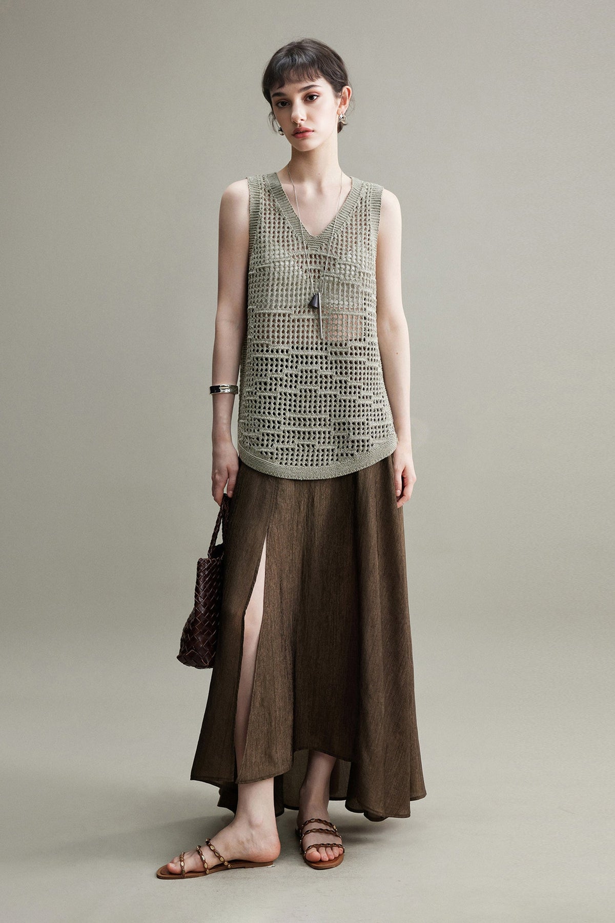 Lightweight Linen-Cotton Crochet Cover-Up Tank Top