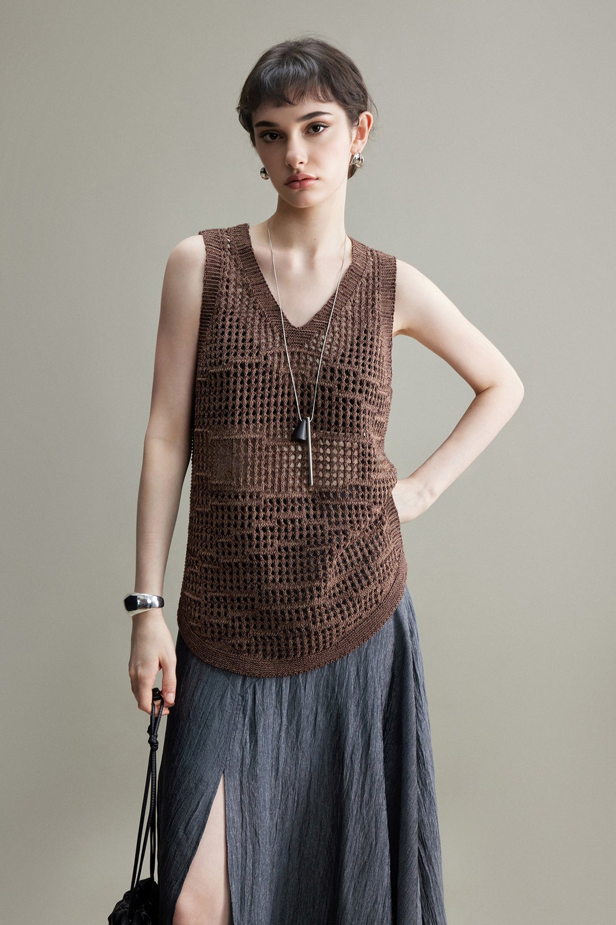 Lightweight Linen-Cotton Crochet Cover-Up Tank Top
